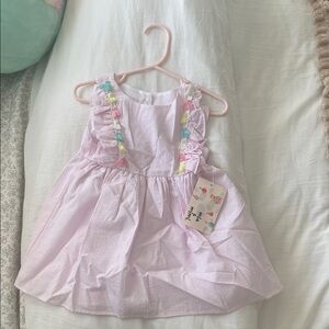 Pink Striped Baby Dress with Ruffle Details